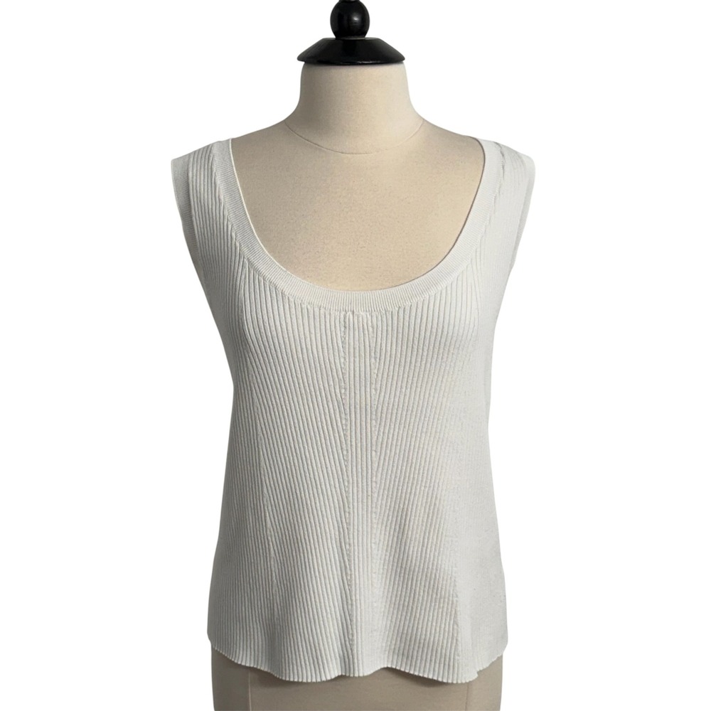 H&M Women's Sleeveless Ribbed Scoop Neck Knit Layering Tank White Size XXL